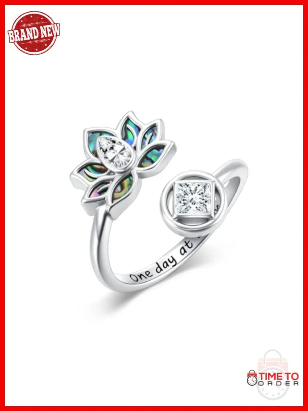 925 Sterling Silver Sobriety Ring Lotus Healing Recovery Pendant Spiritual